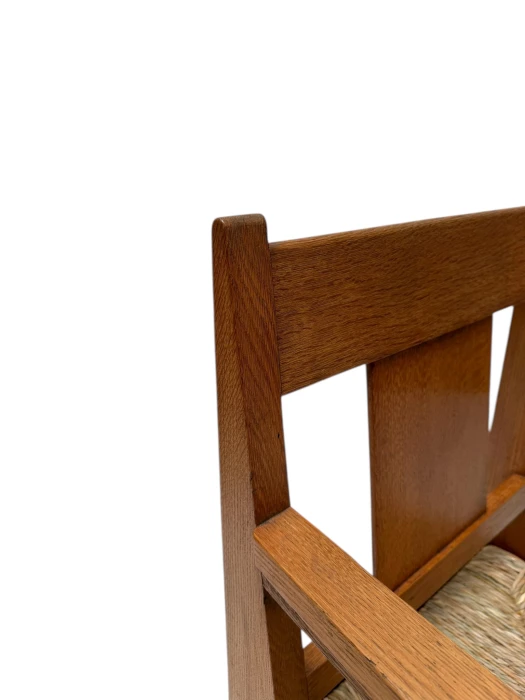 Art Deco Modernist Club Chair with Rush Seat, 1920s